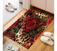 Générique Fleur de Rose VintageTapis Antiderapant 60x90cm Carpet de Couloir Lavable Long Moderne Léopard Animal Tapis de Salon Chambre Cuisine pour Les Chambres Jeunes Adulte Poil Ras Descente de Lit
