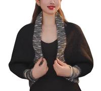 Générique Fleur De Vie Knit Cardigan Sweater Shawl Manteau Fourrure Grande Taille (Black, One Size)
