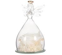 Générique Fleur Éternelle sous Cloche en Verre Fleur Préservée, Ange, Verre, Décoration Intérieure Blanc, Présent de Saint-Valentin et Noël, pour Maison et Bureau