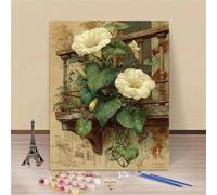 Générique Fleur Peinture Numero Enfant avec Cadre 21x28cm, Plante Paint by Numbers Enfant et Debutant, DIY Kit Numero d'art, Loisirs Creatifs Adultes et Activite Manuelle, Cadeau Fille Garcon, *828