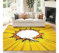 Générique Fleur Tapis 120 x 180 cm, Rétro Bandes Dessinées Pop Art Explosion Tapis de Jeu Doux et Antidérapant pour Chambre Bébé & Ados, Lavable en Machine, Idéal pour Coin Lecture & Crèche
