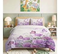 Générique Fleurs Aquarelles Housse de Couette Enfant Roses De Rêve Parure de Lit 3 Pièces, Microfibre Confortable, Fermeture Éclair & Attaches d'Angles - Linge de Lit Chic - 200 x 200 cm
