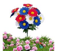 Générique Fleurs Artificielles Commémoratives,Bouquet Résistant Aux Intempéries | Fleurs Artificielles pour Cimetière Rouge Blanc Bleu - Idéal pour Amateurs D'histoire Familiale Réunions De Jardin