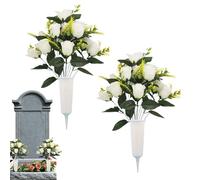 Générique Fleurs Artificielles De Cimetière - Décoration Artificielle À L'Apparence Réaliste - Fleurs Commémoratives de Sépulture,Funérailles Et Sépulture Pelouse Patio Et Au Jour du
