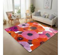 Générique Fleurs Artistiques Peintes Tapis Antidérapant 150x210cm - Plante et Fleur Imprimé Ne perd Pas Ses Poils - Tapis Lavable pour Salon, Chambre à Coucher, Salle à Manger, Descente de Lit