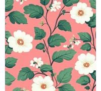 Générique Fleurs Blanche Papier Adhesif Meuble Roses Fond Mat Papier Peint Mural Film Autocollant Wallpaper Rouleau Impermeable Stickers Collant Décoration pour Cuisine Tables Armoires Mur 0.52X10 M
