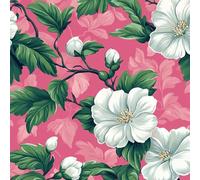 Générique Fleurs Blanche Papier Peint Adhesif Roses Fond Motif Mural Film Décoratif Meuble Intissé Wallpaper Autocollant Imperméable Mat Stickers Collant pour Armoires Murs Salon Chambre 0.45X5 M
