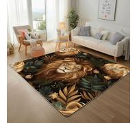 Générique Fleurs de Lion Animal Tapis Antidérapant 150x210cm - Feuille de Plante Imprimé Ne perd Pas Ses Poils - Tapis Lavable pour Salon, Chambre à Coucher, Salle à Manger, Descente de Lit
