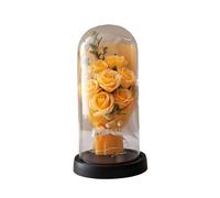 Générique Fleurs de Noël Cadeau de Saint-Valentin Rose pour femme. Une fleur de roses conservée pour toujours sur un dôme en ou en verre est un cadeau d'anniversaire (C, 21.5x11cm)