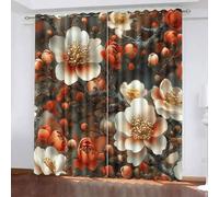 Générique Fleurs De Prunier Rideaux,3D Style Naturel Occultant Rideau,Thermiques Isolants Lavable en Machine Anti Chaleur À Oeillets Rideau pour Salon Couloir Hôtel Chambre 2 Panneaux L110 x H215 CM