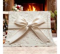 Générique Fleurs en Forme de NœUd Cadeau Couverture Double Face Douillette Extra épaisse et Chaude en Sherpa, Blanc Couverture Polaire Super Douce pour Canapé ou Salon, 150x200 cm 2 Personnes
