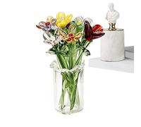 Générique Fleurs en Verre - 11 Pièces De Collection Mignonne Décoration De Bureau - Figurines de Petites Fleurs en Vase | pour Maison Bureau Étagère Table De Chevet Chambre Fête des Mères