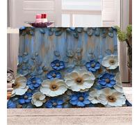 Générique Fleurs Entrelacées sur des Planches De Bois Manta de franela 3D Suave - Cubre Sofá/Cama 130x150 cm,Style Pastoral Rêveur Estampado 3D Ultrarealista,Polar Caliente,Lavable,Hogar/Dormitorio