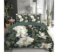 Générique Fleurs Housse de Couette Queen Size Rétro Housse de Couette Double 230x260 cm Parure de lit légère imprimée en 3D Lavable 2 taies d'oreiller 50x70 cm