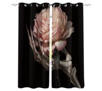 Générique Fleurs Rideau Occultant Salon 75x166cm, Crâne De Fleur De Rose Rideau Occultant Thermiques Rideaux À Oeillets, Anti Bruit, pour Salon Et Chambre, Exterieur Terrasse Lot De 2