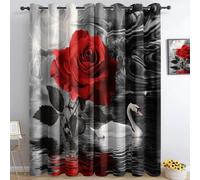 Générique Fleurs Roses 3D Imprimé Oeillets Opaque Thermiques Rideau Fenetre Anti Bruit Décoration 234X230Cm pour Salon Cuisine Bébé Rideau Occultant 2 Pièces pour Chambre d'enfant