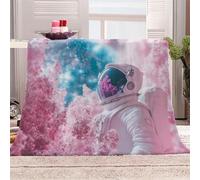 Générique Fleurs Roses Astronaute-14 Plaid Couverture Polaire Flanelle en Microfibre,Jeté de Canapé 150x200 Voir,Plaid Chaud et Doux en Peluche