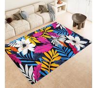 Générique Fleurs Tropicales Tapis 120x180cm Usine Antidérapant Poils Bas Moquettes Sol Décoration Durable Doux Machine Tapis pour Salon Chambre Balcon Couloir 21y80