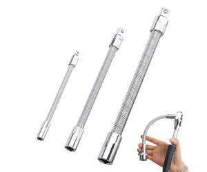 Générique Flexible Extension Bar | 3 Pieces Bar With Long Reach | Flexible Socket Extension Bars | 360° Bendable | Universal Heavy Duty Flex Rod | Metal Extensions With F́lexible Shafts Hand Tool Set