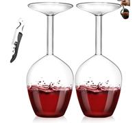 Générique Flip Glass - 14 Fl Oz Upside Down Wine Glass with Long Stem, Unique Inverted Design, Fun Gift for Valentine's Day, Birthdays & Anniversaries (2pcs)