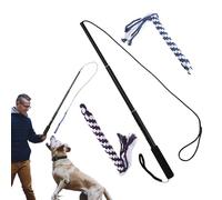 Générique Flirt Pole Dogs, Pet Teasing Stick, Outdoor Puppy Sticks, Rope Extendable Chasing, Teaser Wand Pole for 2 Detachable Tugs, Exercise Active Pets, 10.24x1.97x1.57 inches