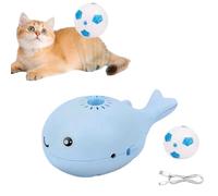 Générique Floating Ball Cat Toy, Whale Floating Interactive Cat Toy, Electric 2-in-1 Whale Floatings Interactive Cats Toys, Keep Cats Entertained Soccer Balls Pet Toys (Blue)