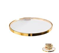 Générique Floating Glass Shelf - Gold Round Display Ledge, Mounted Decorative Shelf, Stylish Contemporary Accent | Reusable Decor for Bathroom Kitchen Living Room Office