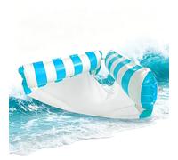 Générique Floating Lounge Chair, Inflatable Pool Hammock Bed, 2 in 1 Water Relaxation Float, Durable PVC Mesh Support Seat, Striped Design Comfortable Recliner, Beach Lake River Leisure Use