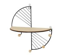 Générique Floating Shelves, Wall Display Rack, Semicircle Shelf, Modern Design, Wooden Build, Iron Hook Feature, Space Saving, Easy Installation, Perfect for Bedroom, Kitchen, Office, (Iron + Wood)