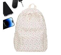 Générique Floral Backpack For School - Large Capacity Canvas Flower Bookbag, For Girls Lightweight Backbag Laptop Tablet Cell Phone Wallet Stationery Cosmetics Books Casual Water Bottle
