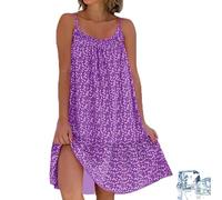 Générique Floral Printed Camisole Dress, Goodwillbrave Dress Printed Camisole Dresses, Summer Sun Beach Dresses for Woman (Purple,TG)