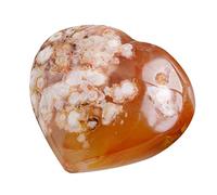 Générique Flower Agate, Quartz Agate - Thumb Worry Stone Hand Carved Healing Crystal Heart Shaped for Stress Relief Meditation