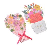 Générique Flower Bouquet Greeting Card - Thank You & Blessing Card With Envelope | Elegant 3D Floral Greeting Cards For Mother’s Day, Teacher’s Day, Birthday, Party