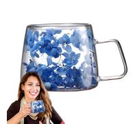 Générique Flower Coffee Cup - Flower Coffee Mug Cup 200ml Dry Flowers Mug | Dry Flowers Mugs With Handle | Creative Mugs | Double Wall Insulation Glass For Tea & Juices