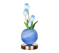 Générique Flower Desk Lamp - Glass, USB Rechargeable LED Night Light, 3 Color Dimmable Touch Control Table Lamp | Bedside Bedroom, Living Room, Nightstand, Vanity Decorative Lighting Gift For Women
