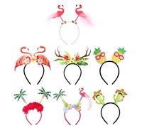 Générique Flower Headband, 7x Hawaiian Party Headgear Set, Colorful Elastic Garland Hair Accessories for Beach, Carnival, Dancing, Vacation, Party, Seaside, Celebration, Outdoor Events