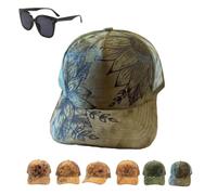 Générique Flower Patch Burned Suede Trucker Hat with Dainty Turquoise Stone Chain, Adjustable Casual Mesh Vintage Boho Sun Cap