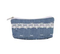 Générique Flower Pencil Case, Canvas Floral Pencil Pouch, Cute Lightweight Bow Storage Bag with Zipper, Aesthetic Cosmetics Bag School Supplies for Women Girls