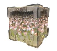 Générique Flower Table Lamp - Cube With Mirror Effect, Bedside Decorative Lamp | Ambient Lighting For Desk, DIY Crafts, Party Decor, And Home Interior Accessories Flower Table Cube