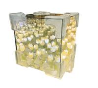 Générique Flower Table Lamp - Cube With Mirror Effect, Bedside Decorative Lamp | Ambient Lighting For Desk, DIY Crafts, Party Decor, And Home Interior Accessories Flower Table Cube