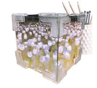 Générique Flower Table Lamp - Cube With Mirror Effect, Bedside Decorative Lamp | Ambient Lighting For Desk, DIY Crafts, Party Decor, And Home Interior Accessories Flower Table Cube