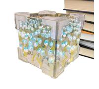 Générique Flower Table Lamp - Cube With Mirror Effect, Bedside Decorative Lamp | Ambient Lighting For Desk, DIY Crafts, Party Decor, And Home Interior Accessories Flower Table Cube