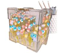 Générique Flower Table Lamp - Cube With Mirror Effect, Bedside Decorative Lamp | Ambient Lighting For Desk, DIY Crafts, Party Decor, And Home Interior Accessories Flower Table Cube