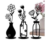 Générique Flower Vase - Iron 3 Piece Small Size | Decorative Vase Set | Metal Art Table Centerpieces Room Decor Minimal Farmhouse Flower Holders for Wall Desk Shelf Apartment Office Hotel