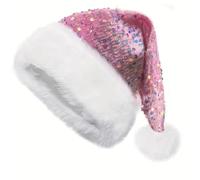 Générique Fluo Enfant Personalized Sequin Santa Hat Halloween&New Year Festive Christmas Headwear Bonnet Rouge Enfant (Pink, One Size)