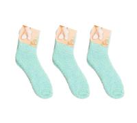 Générique Fluo Fille pantoufles confortables et pelucheuses pour femmes, chaussettes de couchage chaudes et douces en peluche pour l'hiver Collants Opaques Noirs Ouverts (Green, One Size)