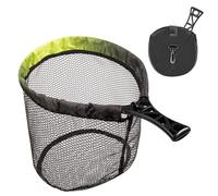 Générique Fly Fishing Landing Net - Foldable Portable Mesh | Catch Release Landing Tool | ABS Metal Nylon Small 34x22x28cm 203g for Catfish Bass Salmon Wading Kayak Outdoors Beginners Transportation