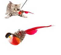 Générique Flying Bird Cat Toy - Wand Refills, Bell Teaser Stick, Interactive Chew Toy | Reusable Cat Wand Heads, Natural for Exercise, Kitten Enrichment, Indoor Activity, Play Stimulation,