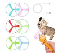 Générique Flying Disc Launcher Toy - Cat Retrieval Toy | Kitten Teaser Stick with 6 Bamboo Dragonflies | Interactive Indoor Outdoor PlayToy for Cats Self-Entertainment and Relaxation