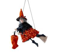 Générique Flying Witch Halloween Decor On Broom | Hovering Witch On Broom,Hangable Halloween Decor With Gauze Skirt For Spooky Party Display Tree Outdoor Haunted Scenes Setup